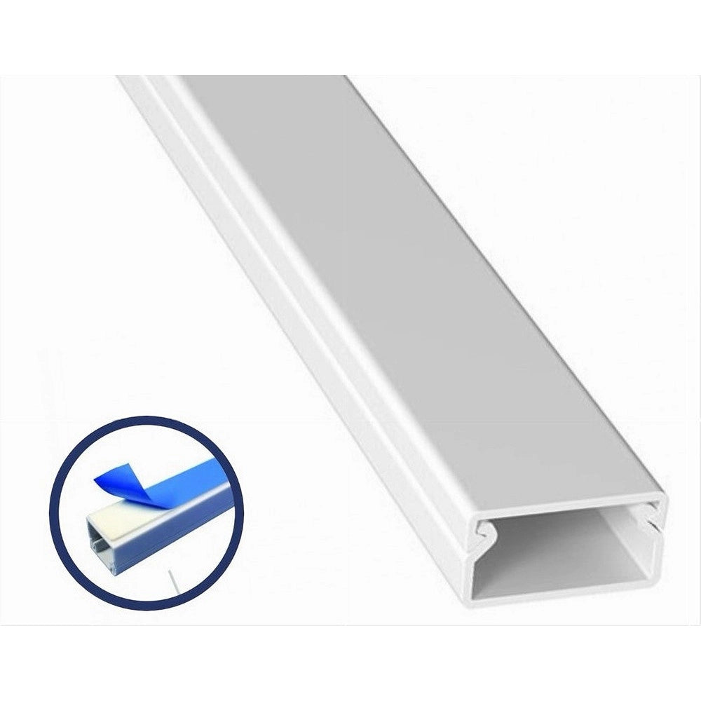 Trade Shop - 10 Pz Profili Canalina Passacavi Con Biadesivo In Pvc Colore Bianco 2 Mt 30x15mm -