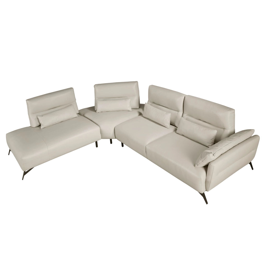 Divano chaise longue sinistro in pelle sabbia