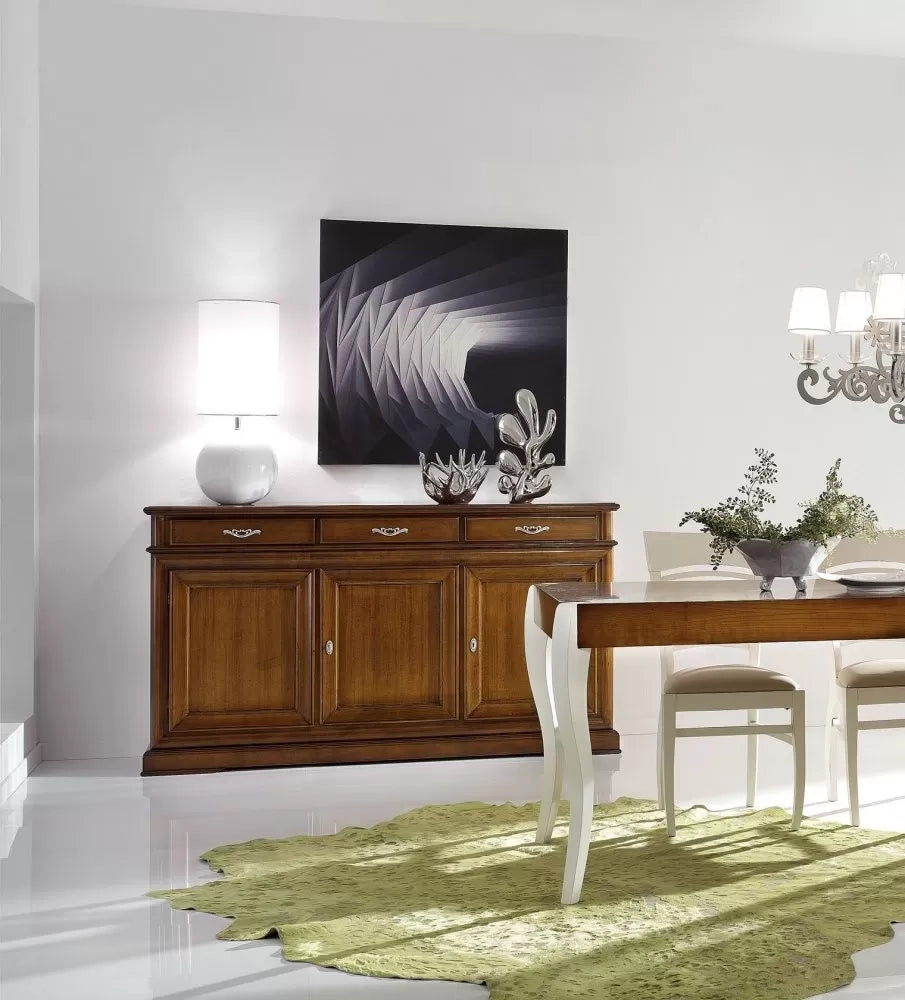Credenza 3 porte 3 cassetti legno grezzo 180x48x100 (3074) - Mobili 2G