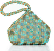 Borsa da sera con pietre di vetro per occasioni speciali, colore blu turquesa, dimensioni unico, 17,5 cm × 20,1 cm, chiusura a righello e magnetica