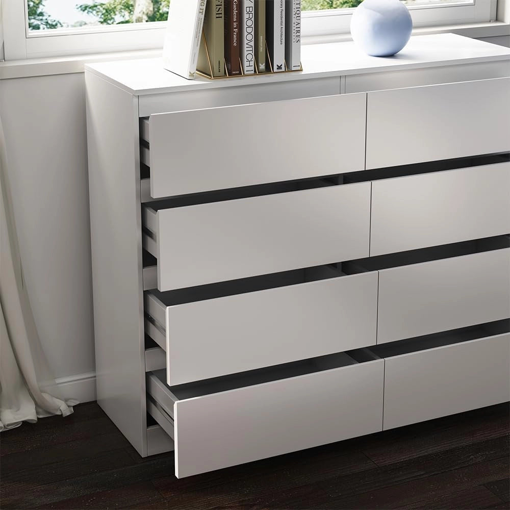 Cassettiera Calisto, Bianco, 39 x 101.5 cm, per riporre abiti e oggetti di uso quotidiano