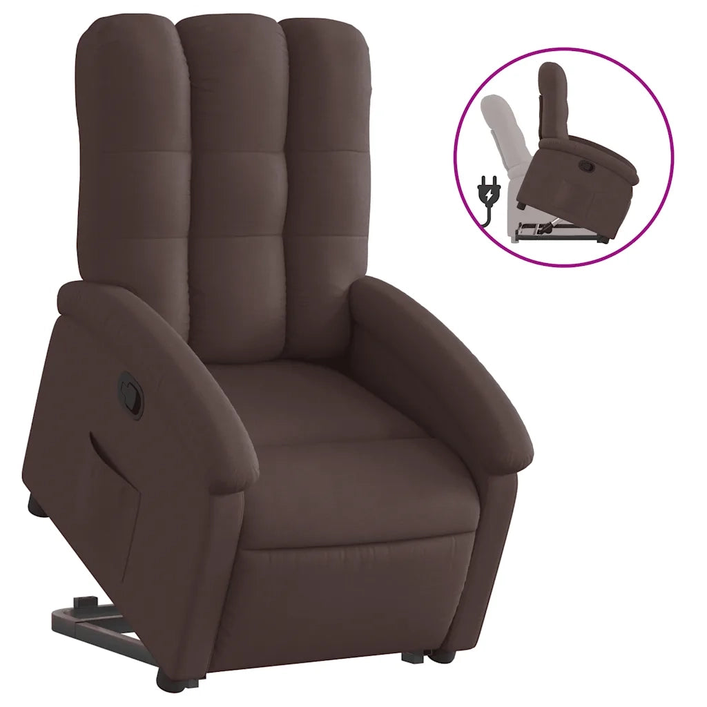 Poltrona | Sedia Relax Alzapersona Reclinabile Marrone Scuro in Tessuto