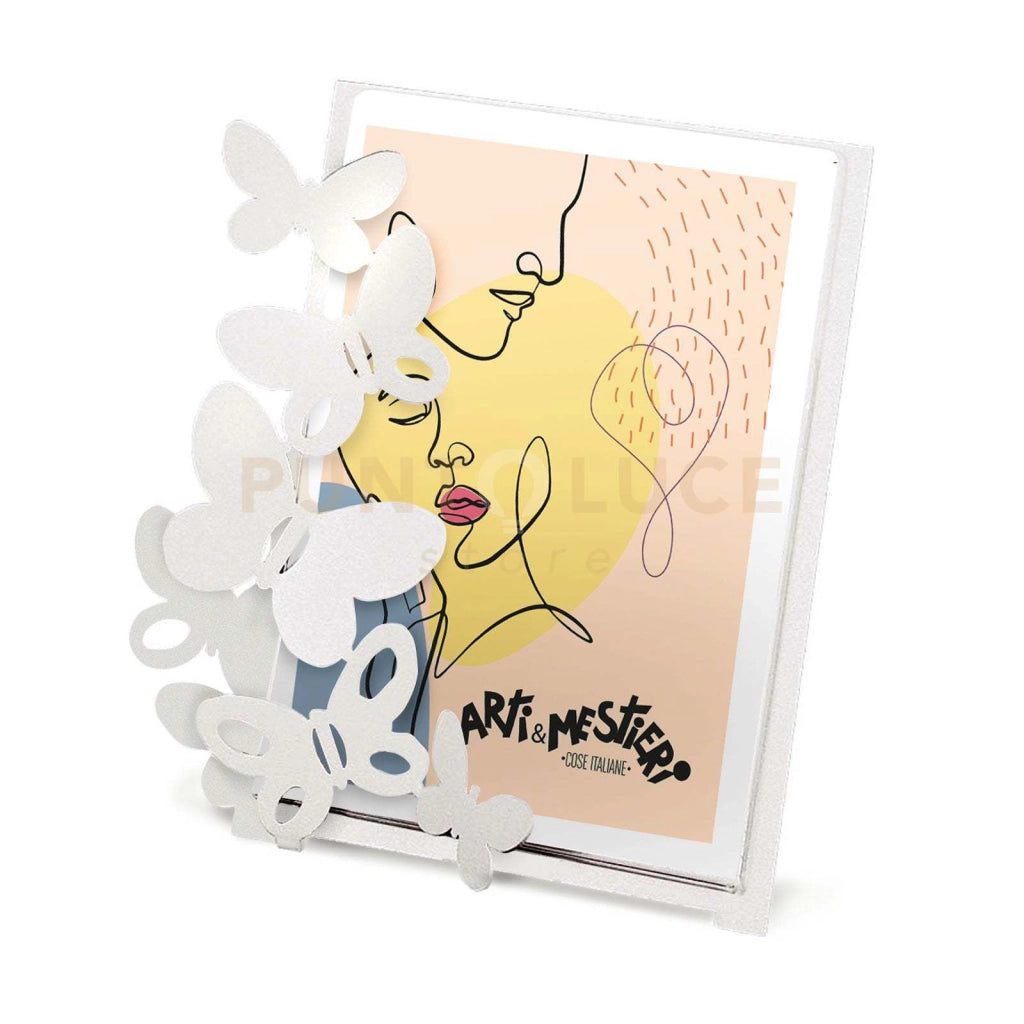 porta foto butterly piccolo Bianco in Ferro 16x20cmh(13x18formatofoto)