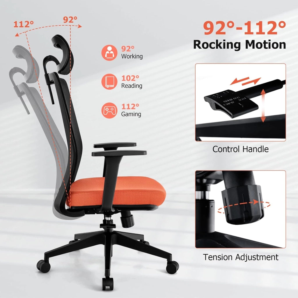 Sedia da ufficio ergonomica regolabile in altezza in rete, poltrona girevole da ufficio, comoda con ruote con poggiatesta, supporto lombare, per ufficio, riunione, studio, carico 180 kg