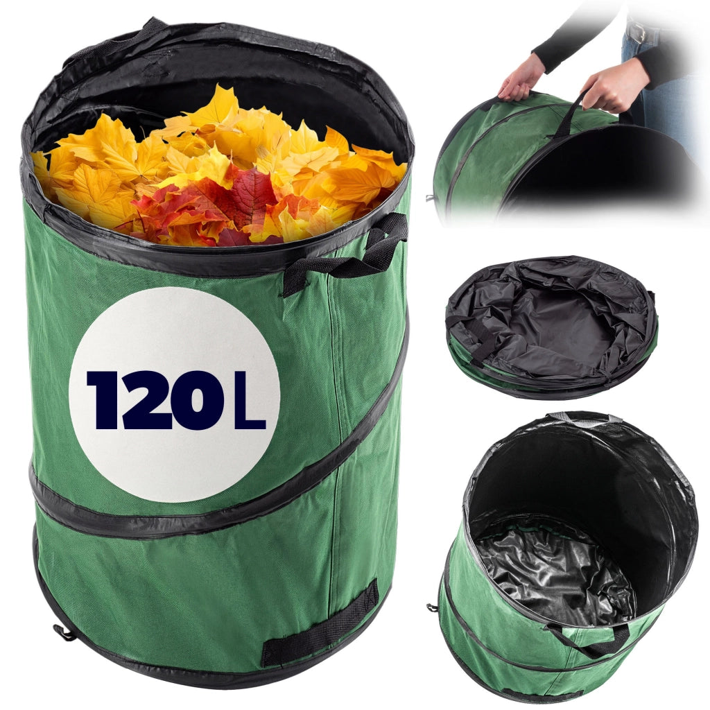 KADAX Sacchetto per foglie, rifiuti da giardino, pieghevole, resistente, con maniglie, 120 L