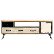 Mobile Porta TV-Mobile per TV-Credenza TV in Mango Massello e Acciaio 120x30x45cm