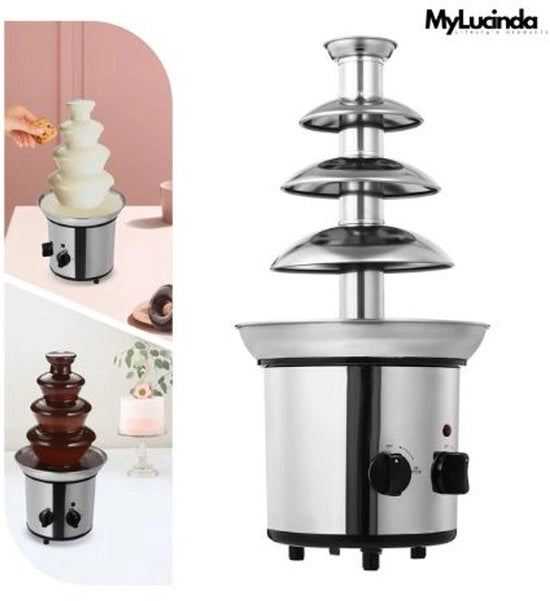 Fonduta XXL 4 Strati in Acciaio Inossidabile con Funzione di Riscaldamento - Ideale per Feste e Desserti