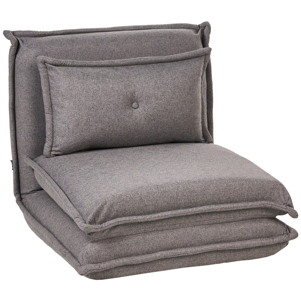 Divano letto grigio scuro Poltrona da pavimento Rivestimento in tessuto Letto singolo pieghevole con cuscino Design moderno Camera dei bambini Soggiorno
