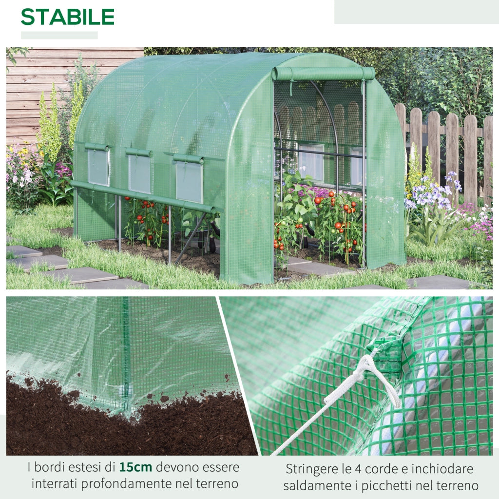 Serra da Giardino ¨C zephmum ¨C Acciaio e Copertura PE, Verde, 3x2x2m