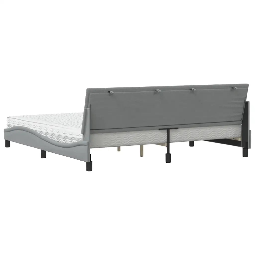 vidaXL Letto con Materasso Grigio Chiaro 200x200 cm in Tessuto