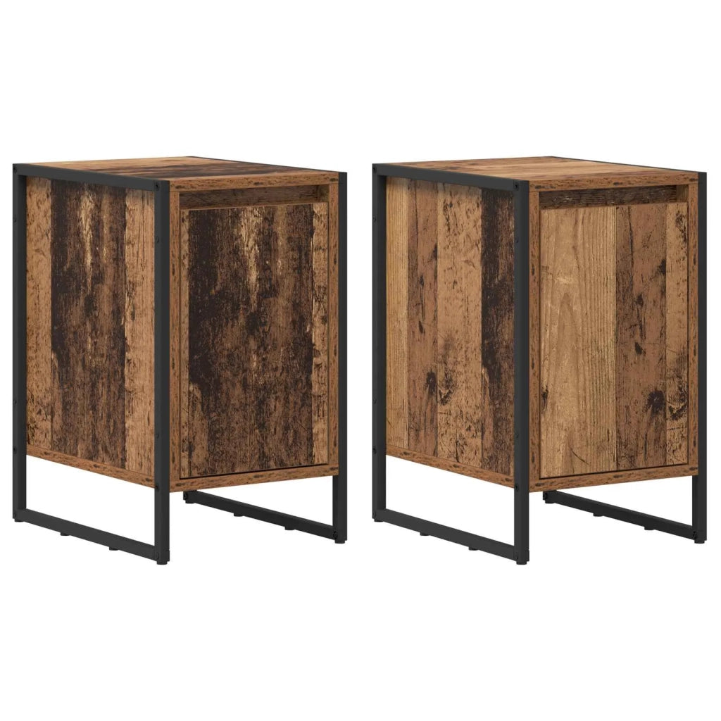 Set di 2 Comodini | Armadio da Notte | Mobiletto da notte Legno vecchio 39,5 x 30 x 50 cm