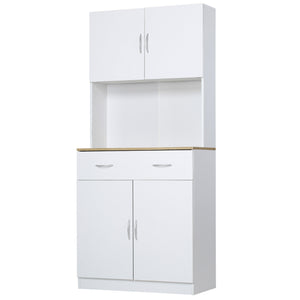 Mobile da Cucina Credenza 80x40x180 cm in Legno Bianco