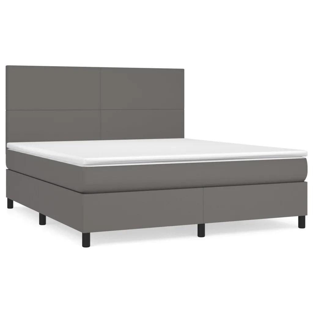 Giroletto a Molle con Materasso Grigio 160x200 cm in Similpelle 3142735