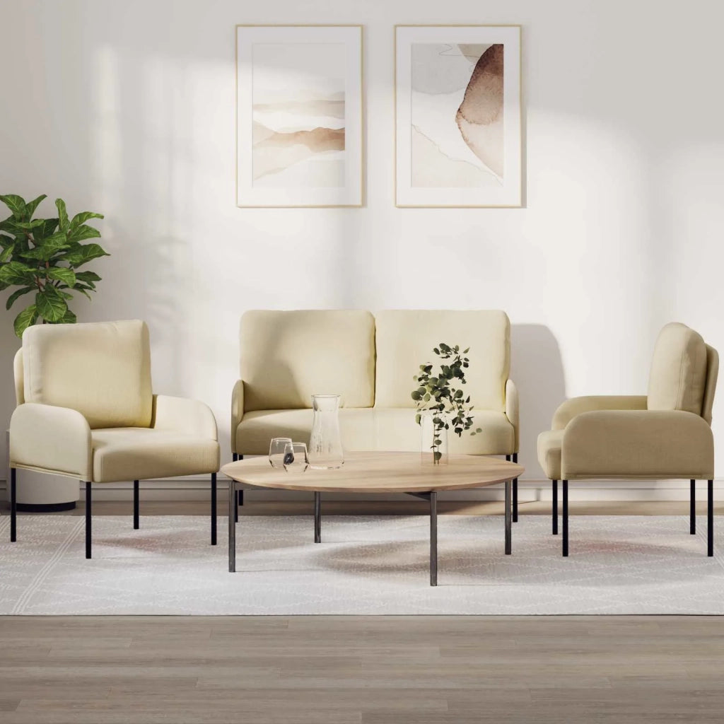 Set divani 3 pcs Crema 115 x 56 x 80 cm Legno compensato