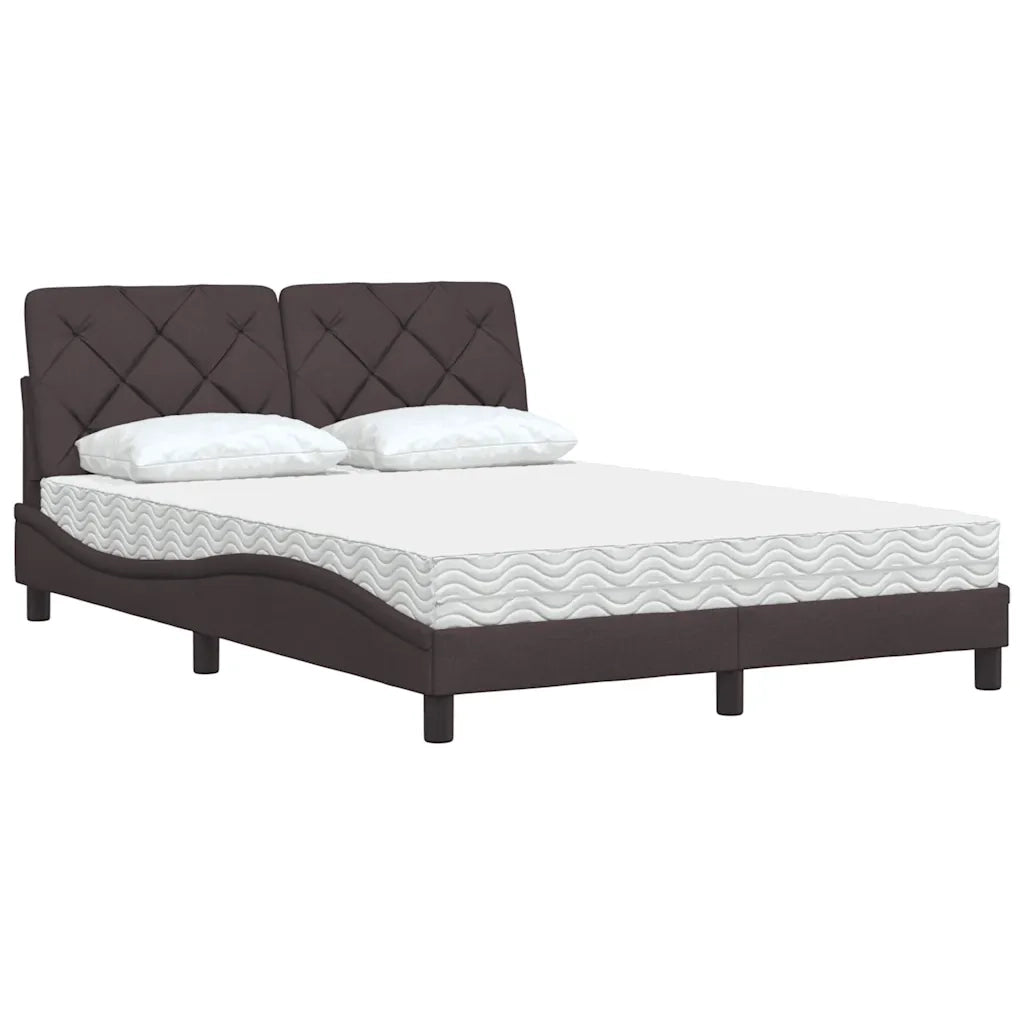 Letto con Materasso Marrone Scuro 140x200cm Tessuto 3310744