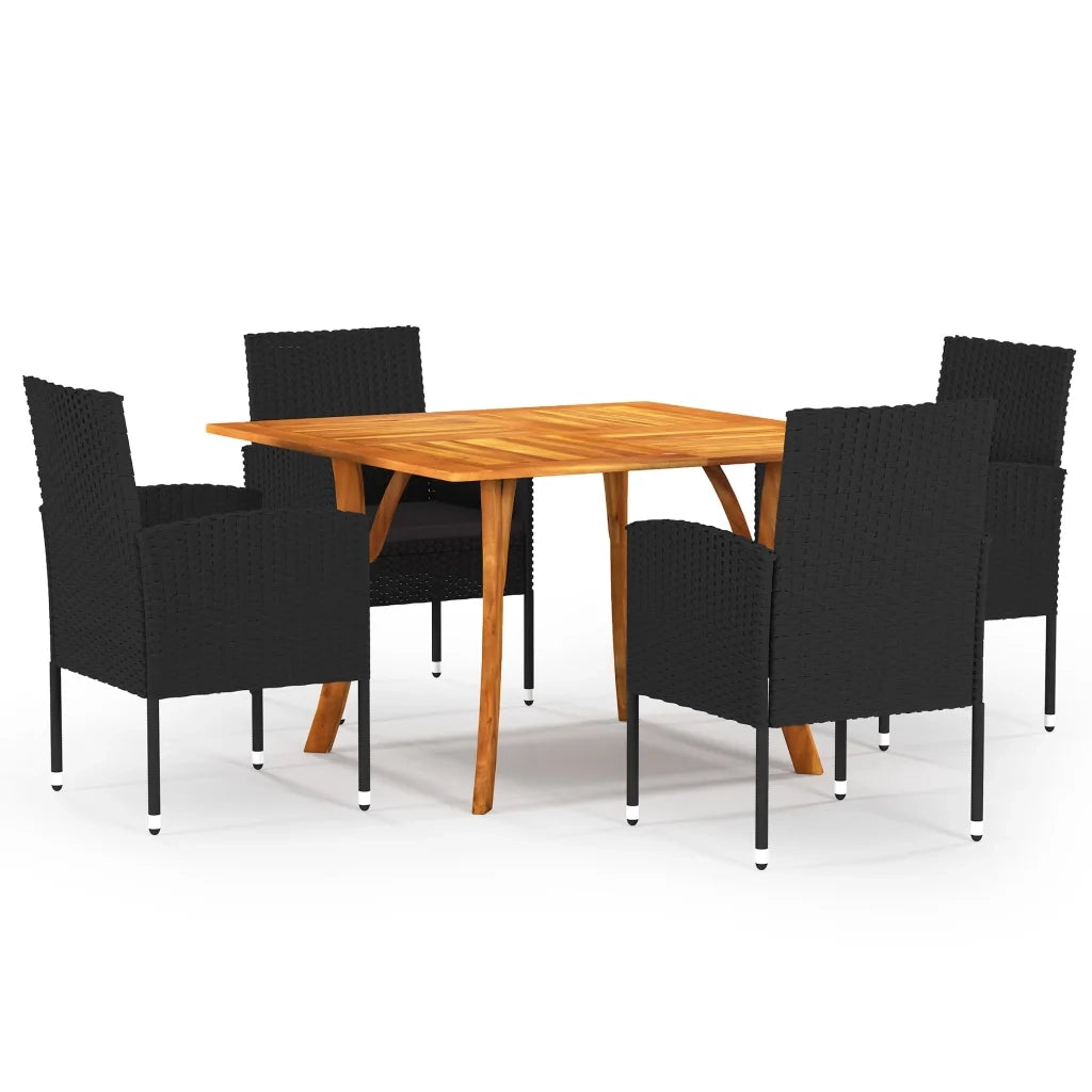 Set Mobili da Pranzo per Giardino 5 pz Nero cod mxl 37078