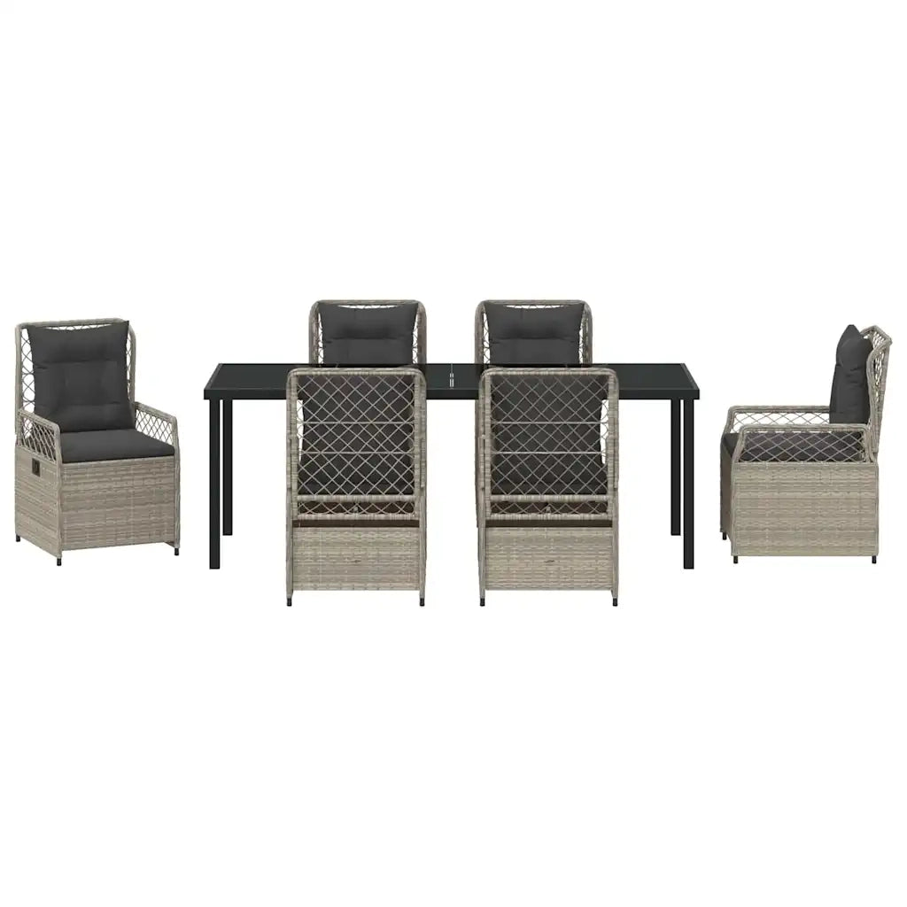 Set da Pranzo per Giardino 7 pcs Grigio chiaro polyrattan 3381021