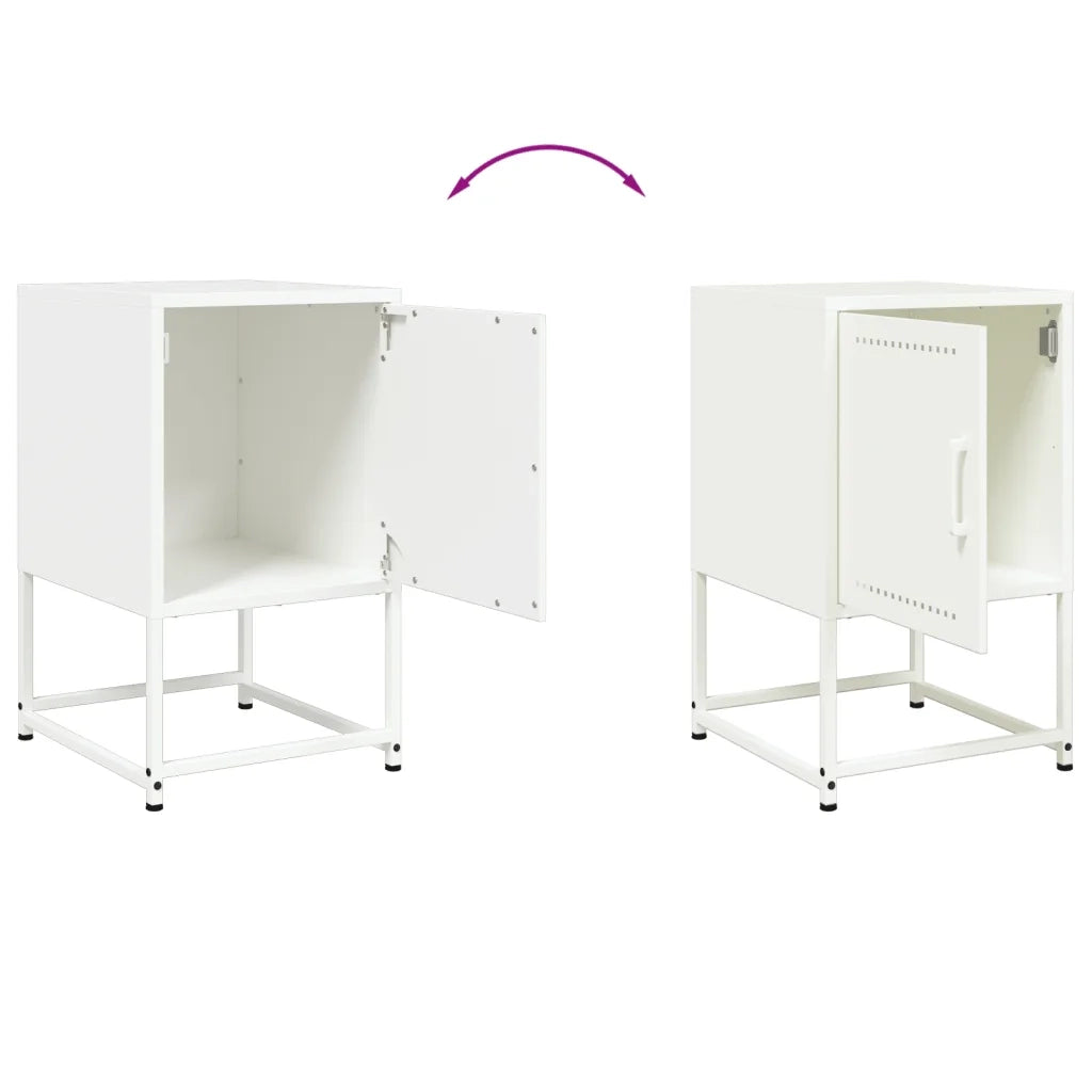 Set di 2 Comodini | Armadio da Notte | Mobiletto da notte Bianchi 36x39x60,5 cm in Acciaio