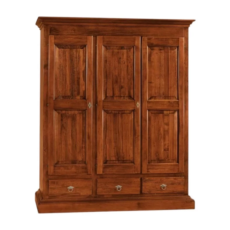 Armadio 3 porte arte povera in legno tinta noce 182x61x221 (611) - Mobili 2G