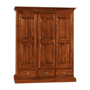 Armadio 3 porte arte povera in legno tinta noce 182x61x221 (611) - Mobili 2G