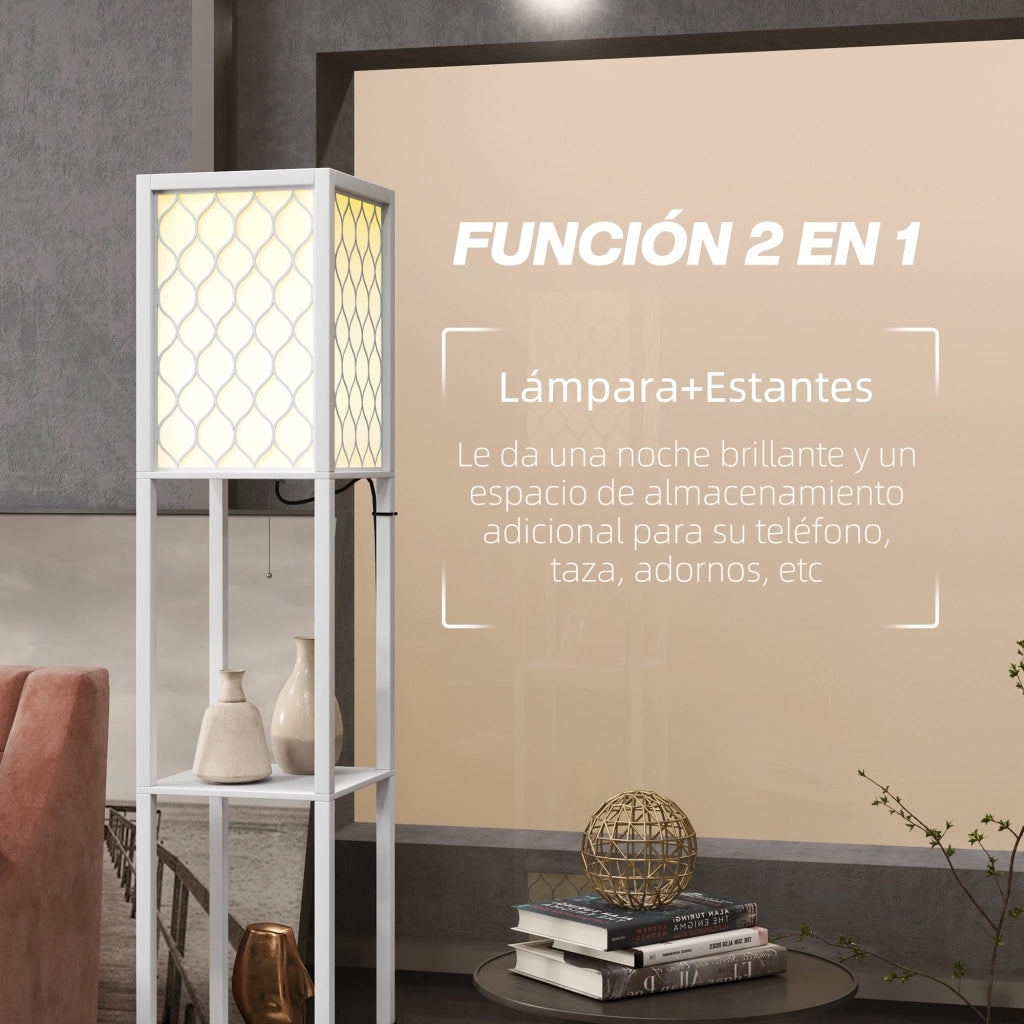 Lampada da Terra con Ripiani ¨C Xylo ¨C Bianco 26x26x156 cm