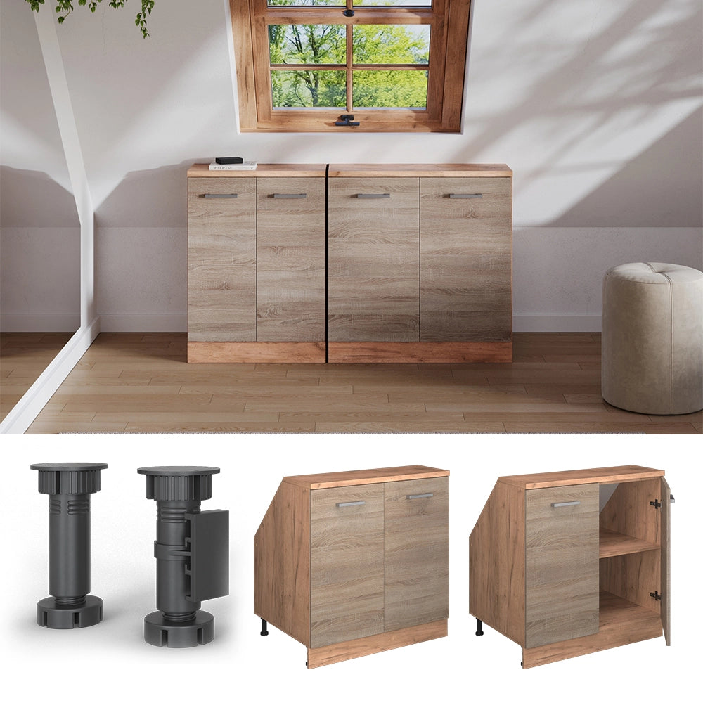 Mobile sottotetto Rion Sonoma/Rovere dorato 80 x 83.8 cm con 2 porte, carcassa 60 cm profondità Vicco