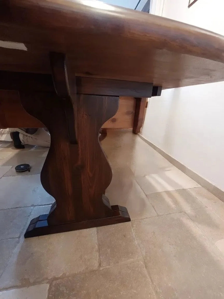 Tavolo fratino allungabile in pino tinta noce arte povera 190x90 sala e taverna - Mobili 2G