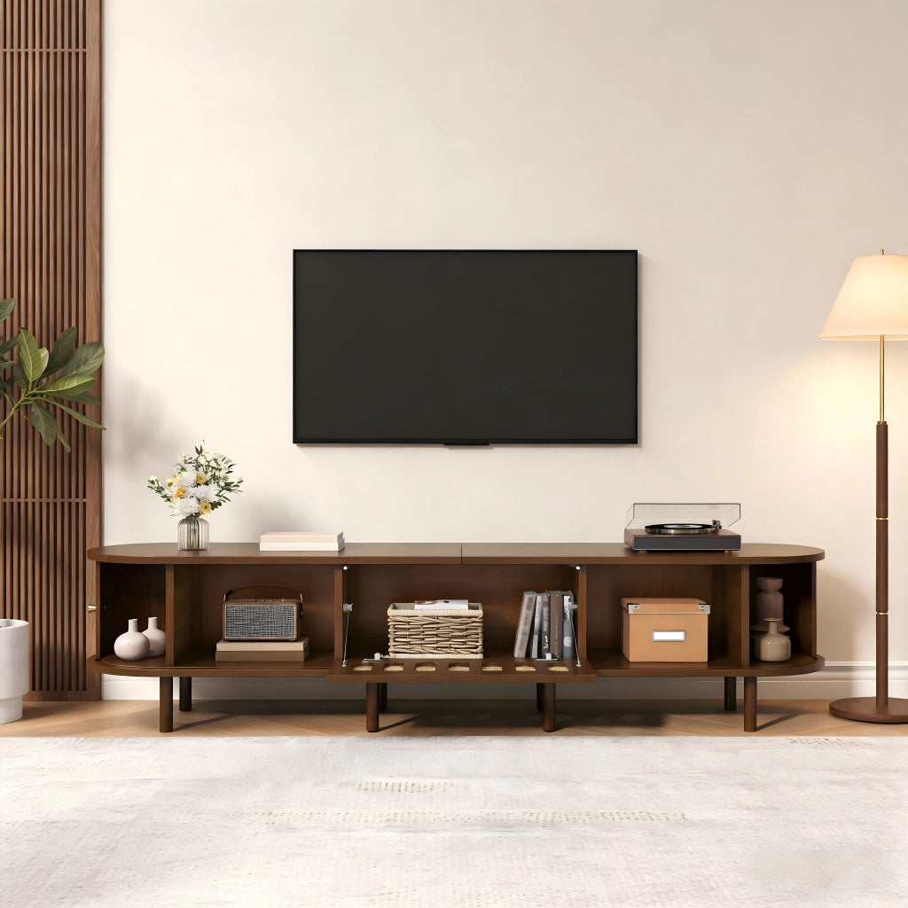 MOBILE TV 180 x 40 x 40 cm in MDF color noce con ante a ribalta
