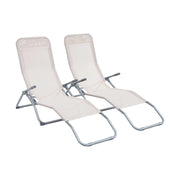 Set 2 lettini prendisole in textilene multiposizione, bianco