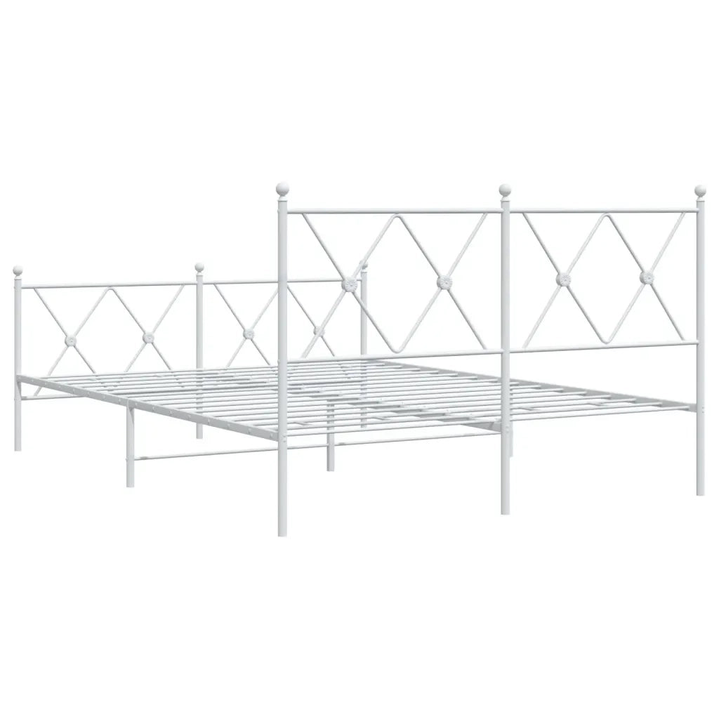 Giroletto con Testiera e Pediera-Struttura Letto Metallo Bianco 140x190 cm 637787