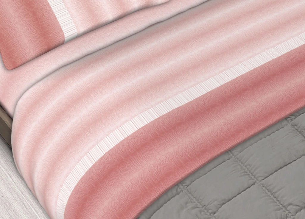 Completo Lenzuola Letto In 100% Cotone Made In Italy Varie Fantasie C.N - 1 Piazza - Cristal Rosa