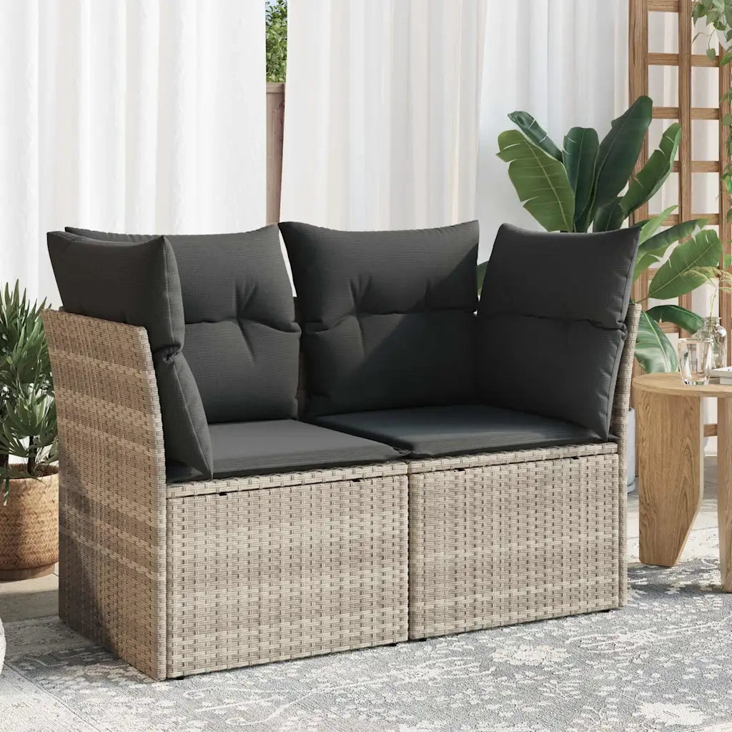 Divano da Giardino con Cuscini 2 Posti-Sofa da Giardino-Divano da esterno Grigio Chiaro Polyrattan 191470