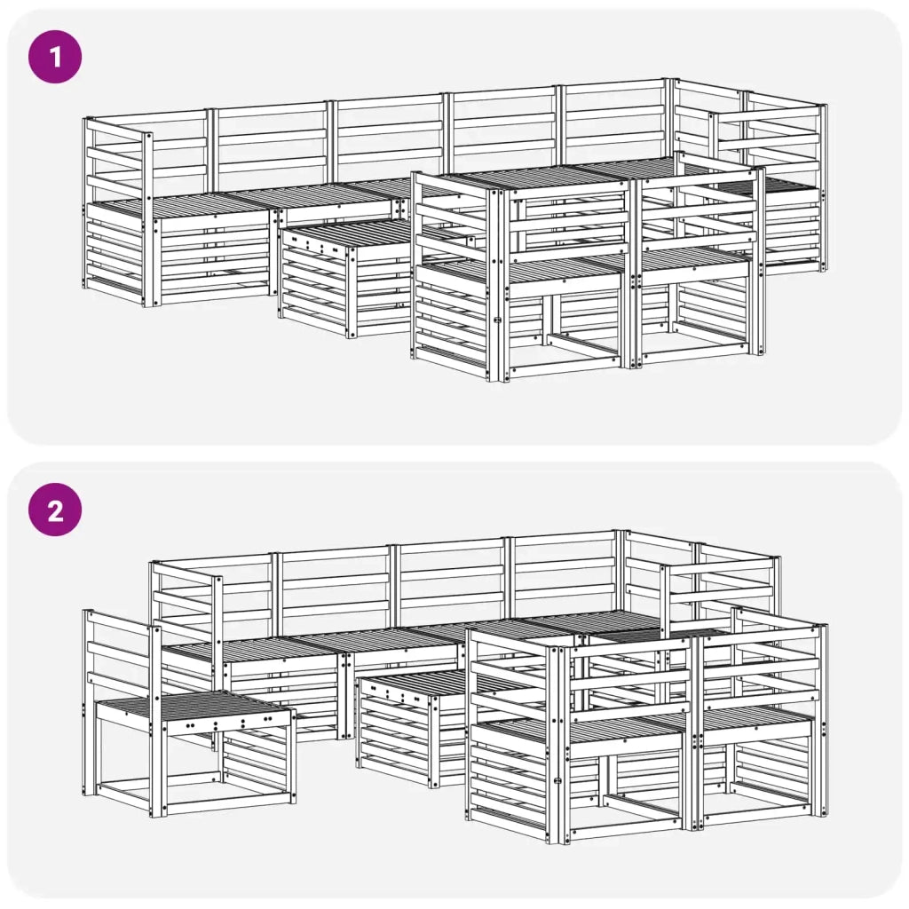 Set di divani da esterno 9 pcs Bianco 59 x 59 x 37 cm 3392054
