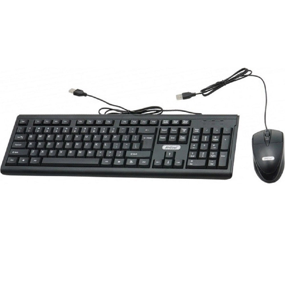 Trade Shop - Set Tastiera Mouse Cablati Cavo Usb Q-kp500 Lingua Inglese Usa Per Ufficio Casa -