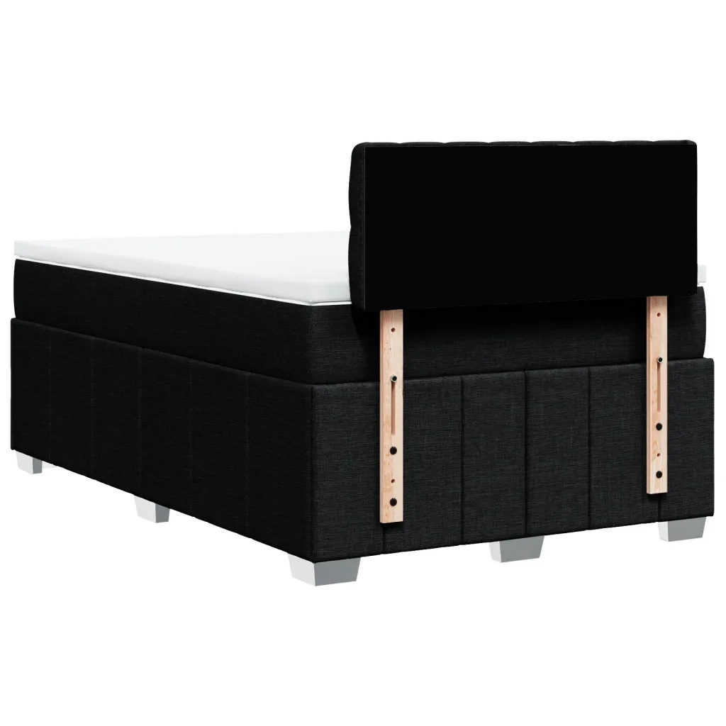 Giroletto a Molle con Materasso Nero 120x200 cm in Tessuto