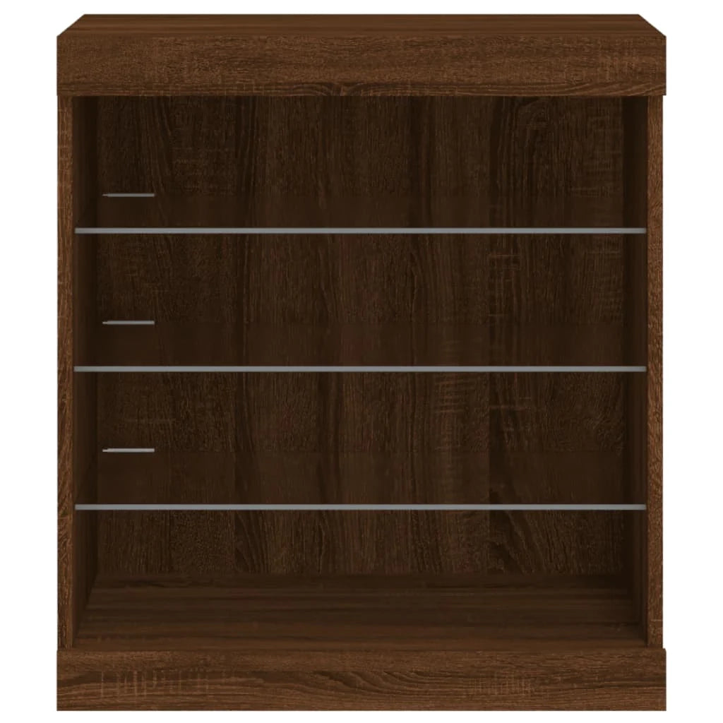 Credenza cassettiera armadio mobile contenitore organizer per cucina soggiorno salotto con luci LED 60,5 x 37 x 67 cm marrone 02_0029928
