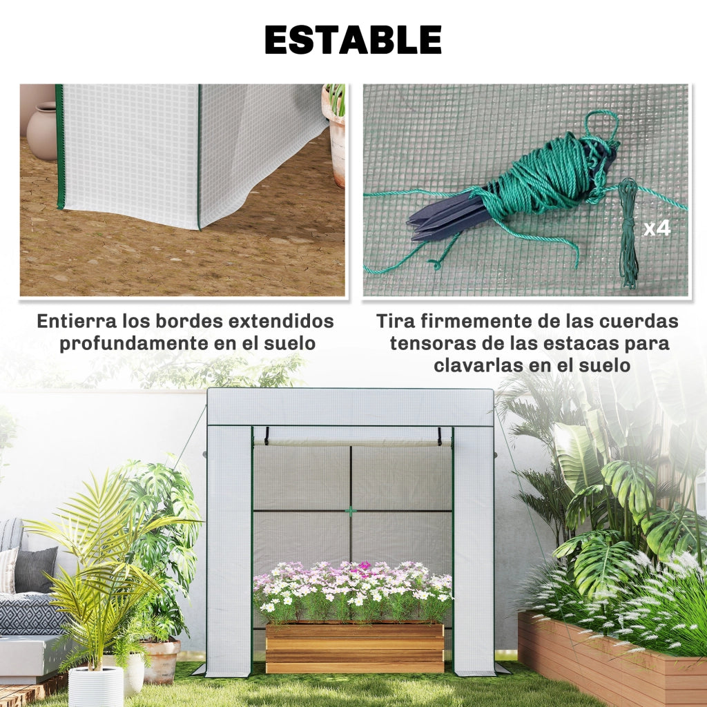 Serra da Giardino con Finestre a Rete e Porta con Cerniera per Piante ¨C zephmum ¨C 196x77x197 cm Bianco