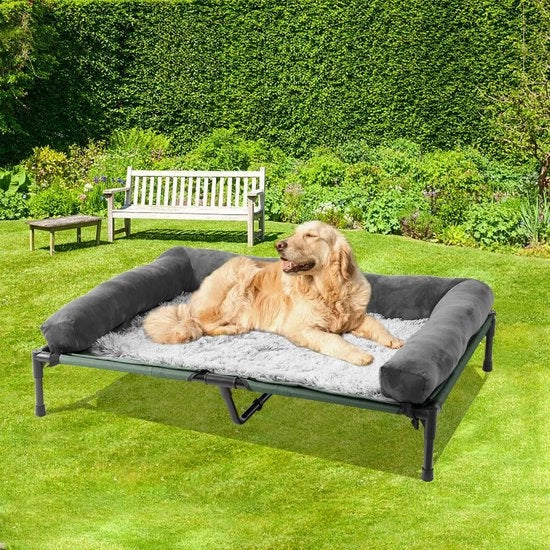 Hondenletto XL in Grigio - Dimensioni 110x80x28 cm - Peso del cane fino a 60Kg - Impermeabile - 18 cm di altezza aggiuntiva