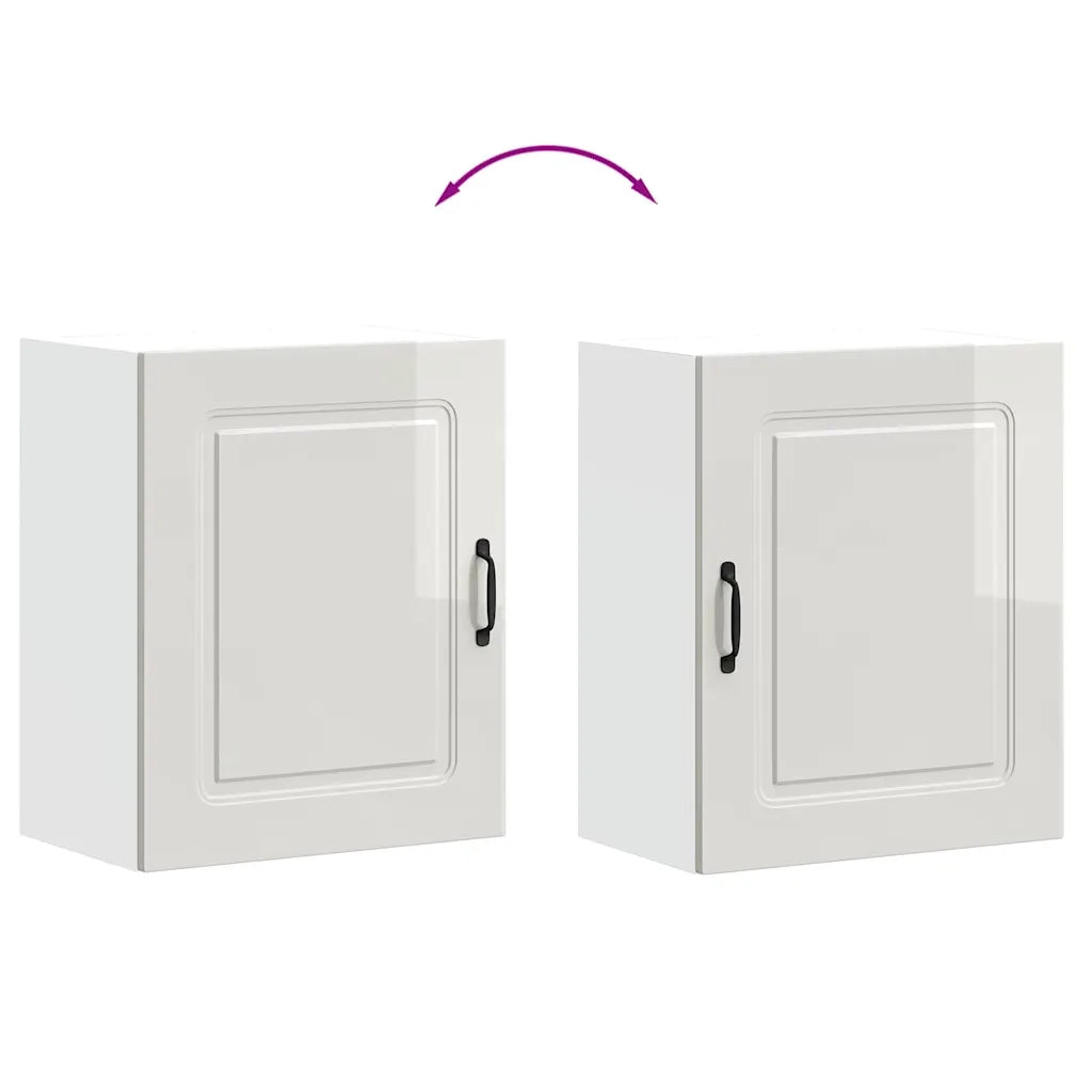 Pensili da cucina 2 pz Kalmar in Legno Multistrato Bianco Lucido 853562