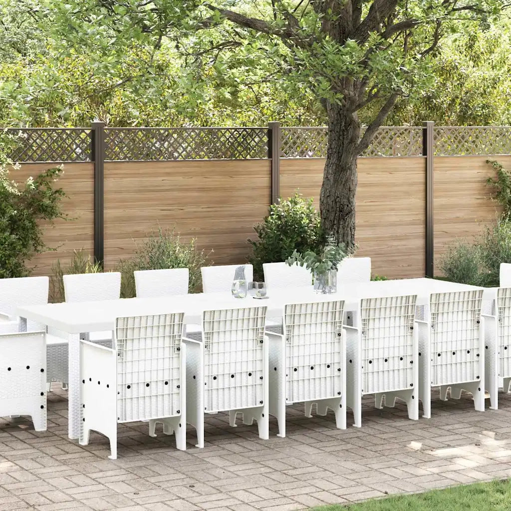 Set da Pranzo per Giardino 15 pcs Bianco Rattan Polt 3378642