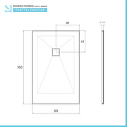 Piatto doccia 90x160 in marmoresina cemento con griglia in acciaio inox Harmony