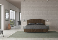 Letto Matrimoniale 160x190 cm con Rete e Contenitore Dora Noce