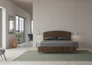 Letto Matrimoniale 160x190 cm con Rete e Contenitore Dora Noce