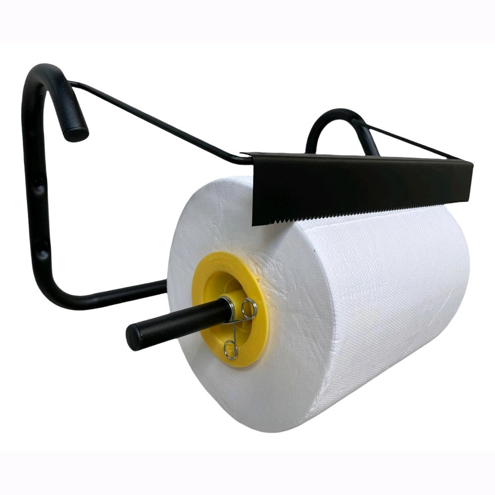 Dispenser Portarotolo da Parete industriale in acciaio NERO + Rotolo Carta OMAGGIO
