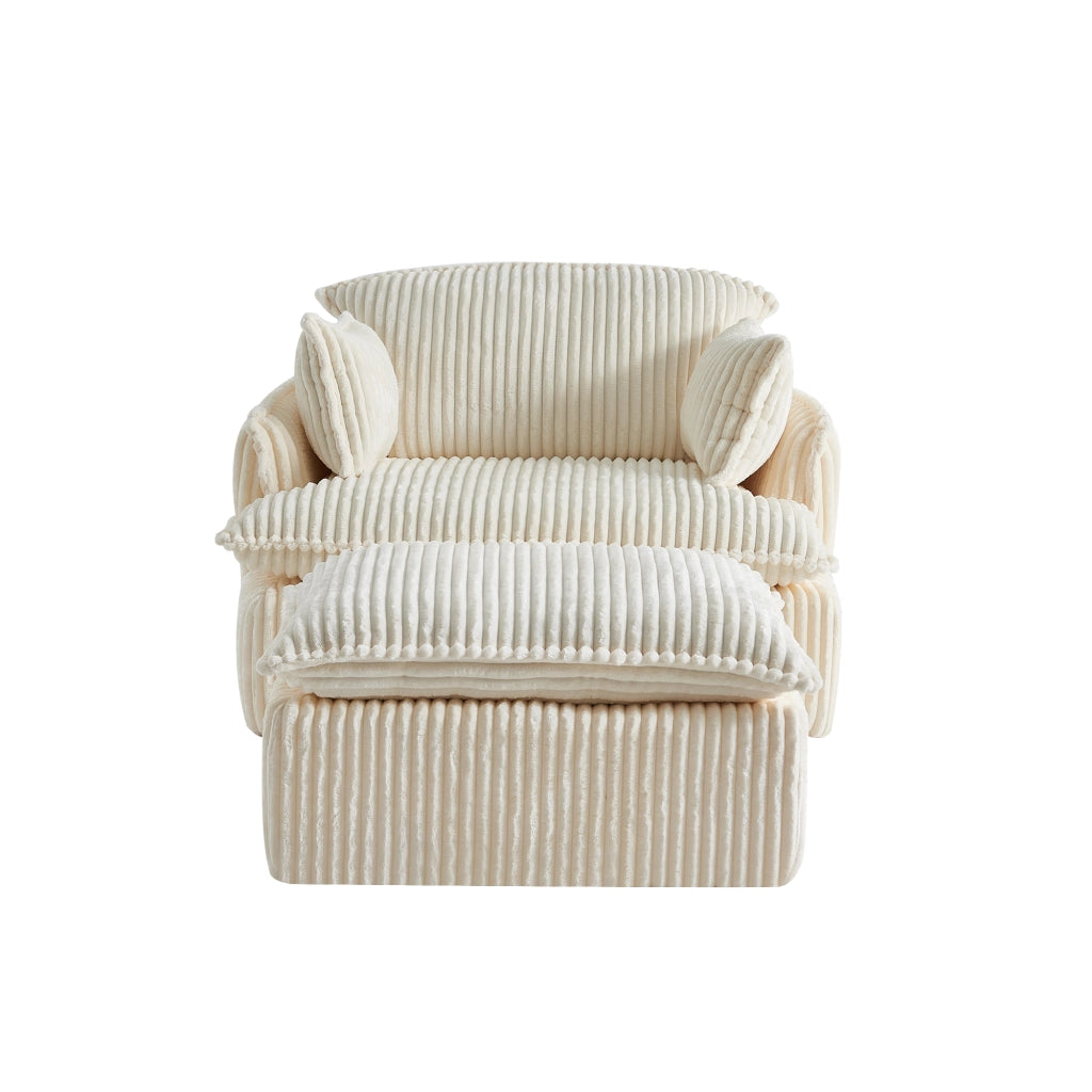 Poltrona con Poggiapiedi ¨C MINIMAL ¨C Tessuto a Coste, Trasformabile, Compatta