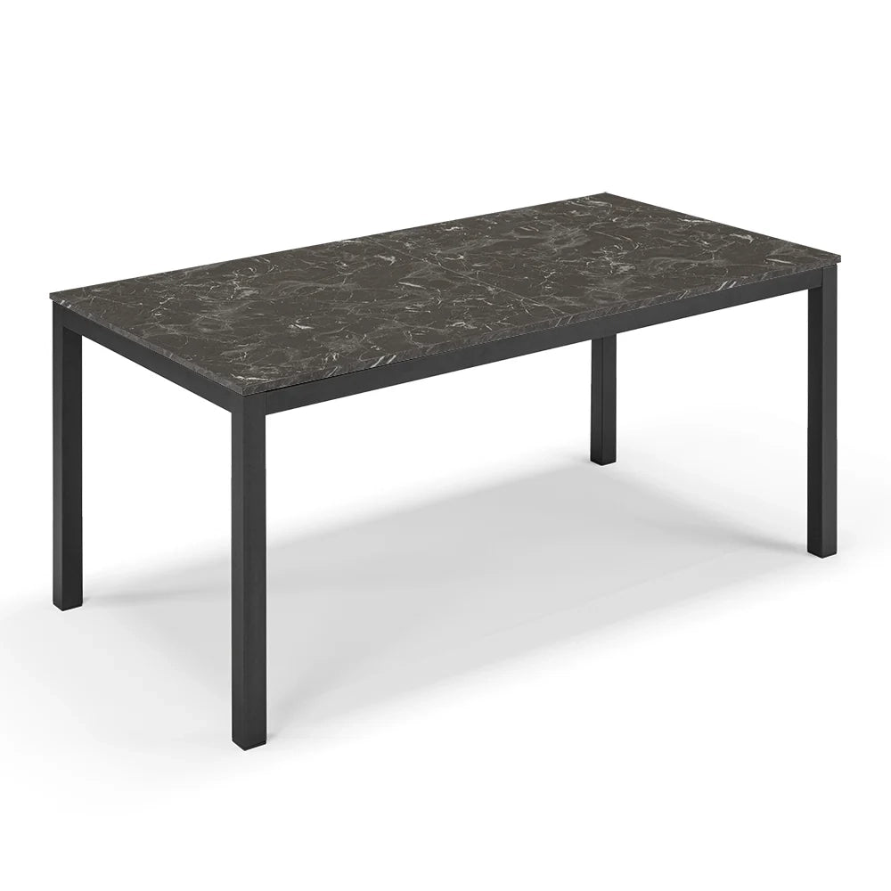 Tavolo da pranzo allungabile Pietra Nera 160x85 modello GIOTTO MADE IN ITALY con 2 allunghe laterali da 40 cm per sala da pranzo, cucina e soggiorno, design moderno