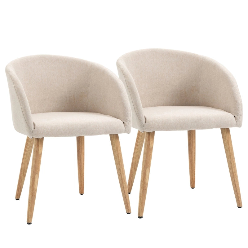Set di 2 sedie da pranzo imbottite beige con struttura in metallo, design stile nordico e piedini regolabili