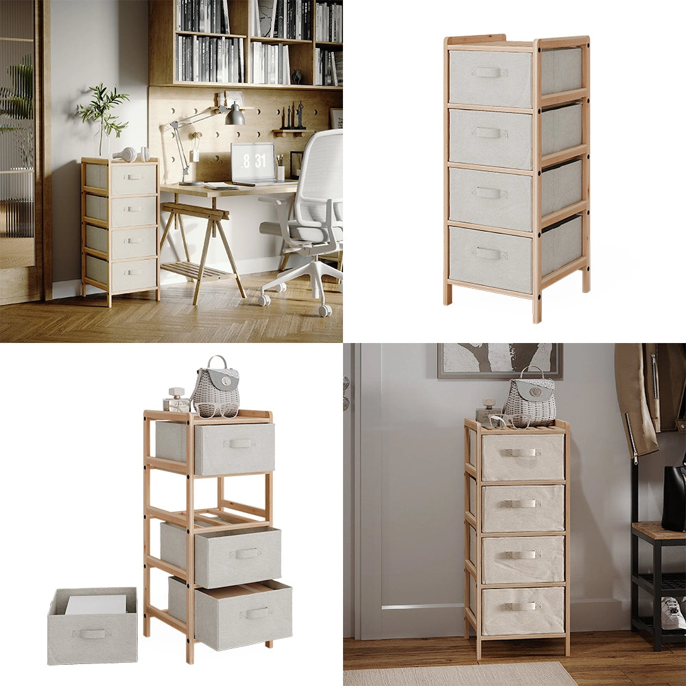 Vicco Mobile da bagno Beige 34.5 x 86 cm con 4 cassetti in tessuto