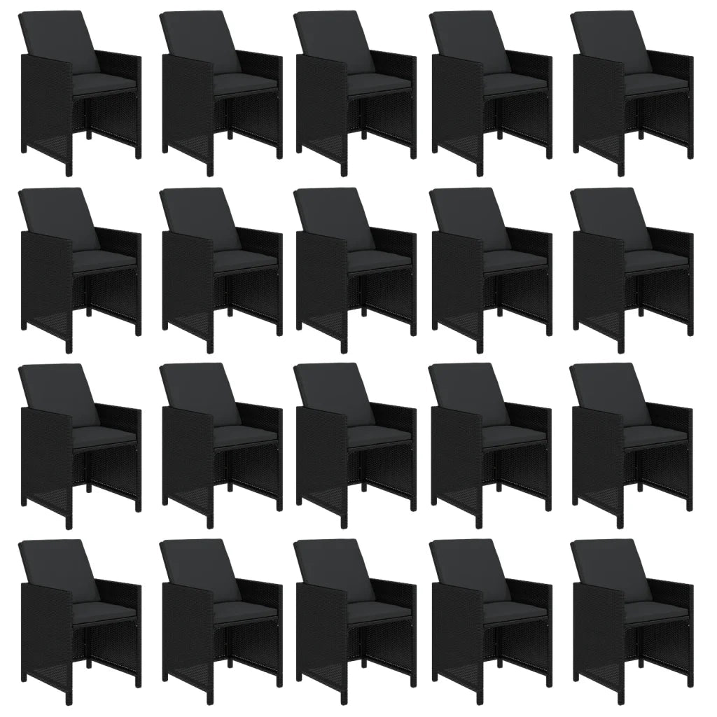 Set da Pranzo da Giardino 21 pz con Cuscini in Polyrattan Nero cod mxl 42919