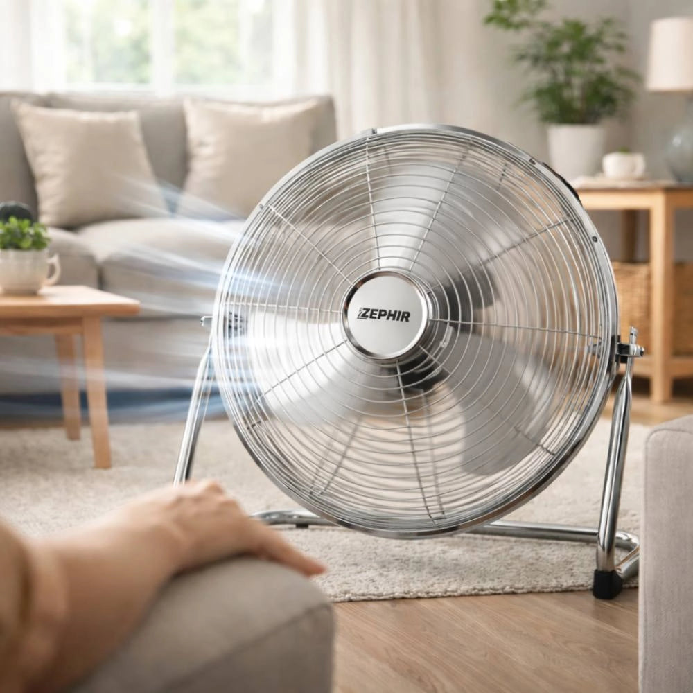 Ventilatore da terra cromato zephir pf45cr 120w alta velocità